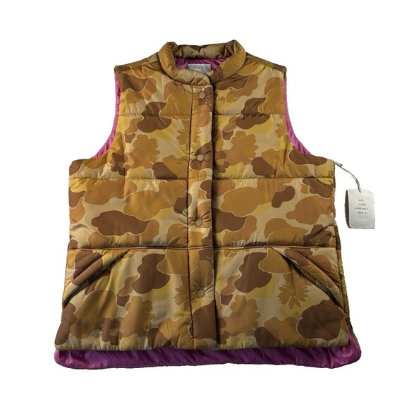 Mix Layer Free Assembly Camo and Pink Puffer Vest Snap Button NWT Size Large - Picture 1 of 10